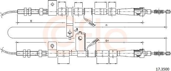 Трос ручника (тросик ручного тормоза) Cofle. Артикул 17.3500