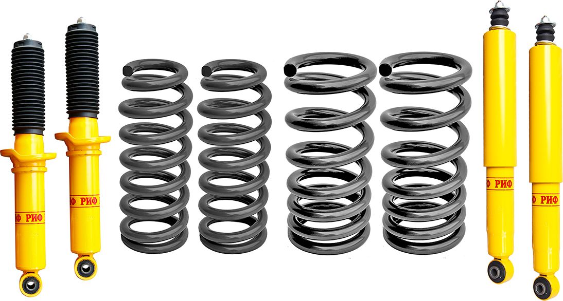 Лифт-комплект РИФ жесткий для Mitsubishi Pajero IV 2006-2013, лифт 40 мм, нагрузка передних пружин - 100 кг, задних - от 200 кг. Артикул RIF-MTS-C