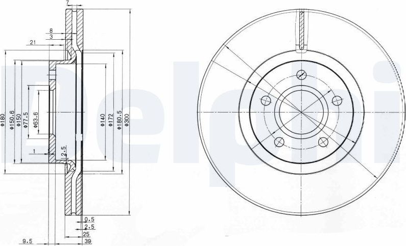 Тормозной диск Delphi. Артикул BG3895