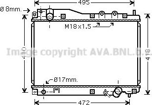 Радиатор охлаждения двигателя AVA для Honda Civic VII 2002-2005. Артикул HD2204