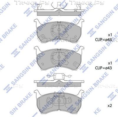 Тормозные колодки Sangsin Hi-Q передние для Mazda 626 II (GC) 1982-1990. Артикул SP1051