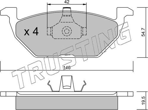 Тормозные колодки Trusting передние для Audi A3 I (8L) 1998-1999. Артикул 220.0