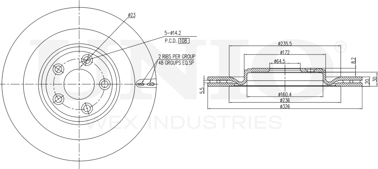Диск тормозной (Unio). Артикул BRD-20349