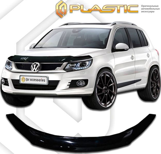 Дефлектор СА Пластик для капота (Classic черный) Volkswagen Tiguan 2012-2016. Артикул 2010010106638