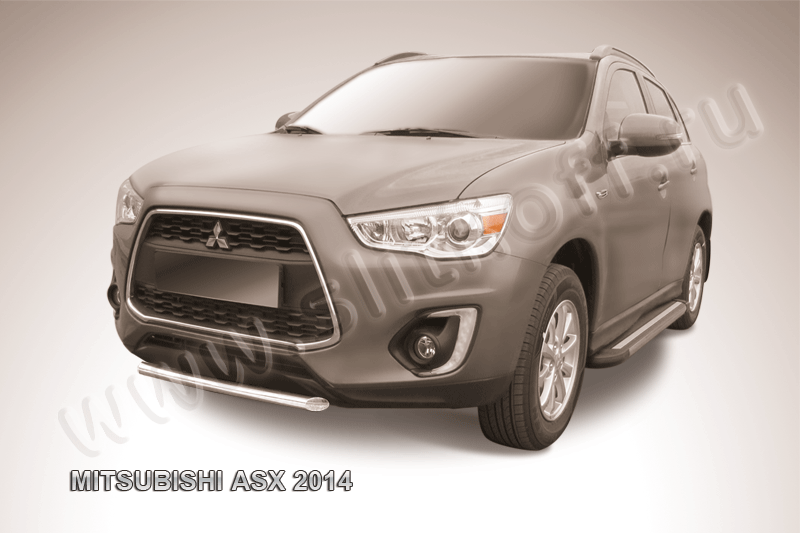 Защита Slitkoff переднего бампера d57 короткая для Mitsubishi ASX I рестайлинг 2012-2016. Артикул MAS14-007