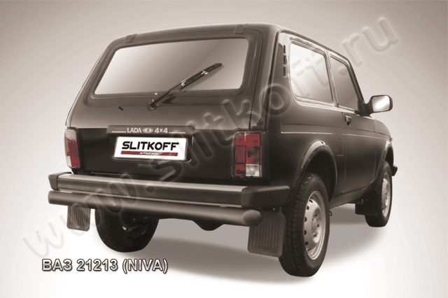 Защита Slitkoff заднего бампера d76 для ВАЗ 21213 Нива, 4х4 3 дв 1976-2026 Черная. Артикул Niv008B