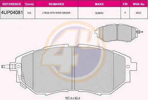 Тормозные колодки 4U. Артикул 4UP04081