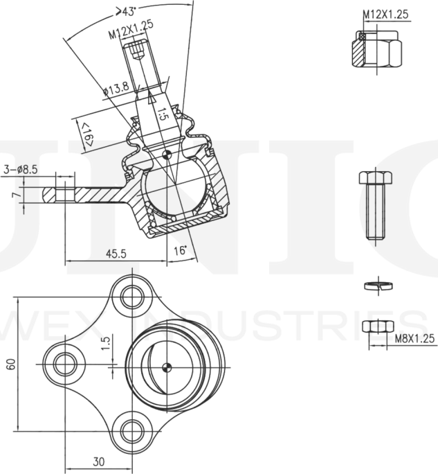 Опора шаровая (Unio). Артикул SSP-20113