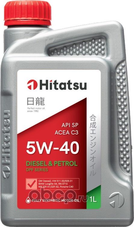 Масло моторное синт. 5W-40 1л (Hitatsu) Hitatsu. Артикул 5W40H21