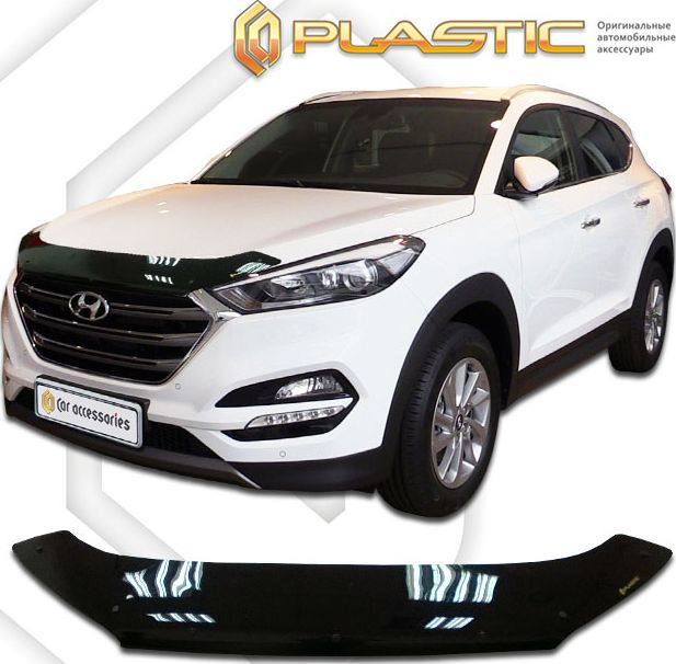 Дефлектор СА Пластик для капота (Classic черный) Hyundai Tucson III 2015-2021. Артикул 2010010111724