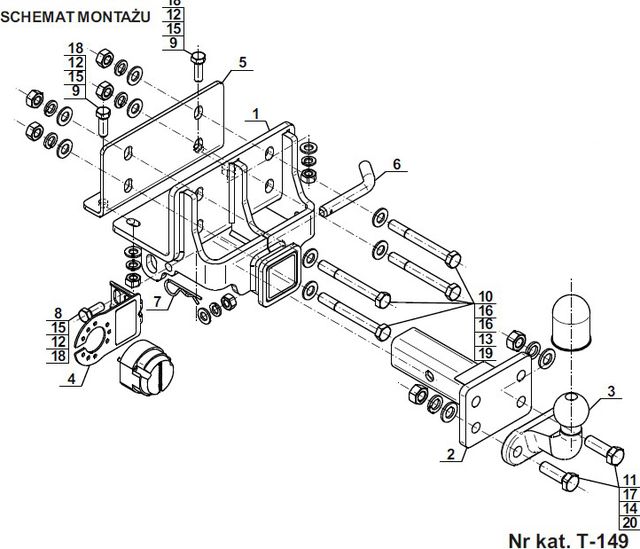 Фаркоп Steinhof  под квадрат для Toyota Hilux VII 2005-2015 4WD двойная кабина, с силовым бампером. Артикул T-149