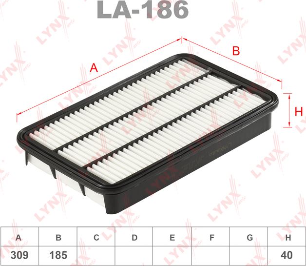 Воздушный фильтр LYNXauto. Артикул LA-186