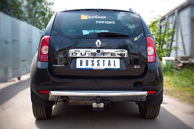 Защита RusStal заднего бампера d63 (дуга) для Renault Duster 4WD I 2010-2020. Артикул RD4Z-000443