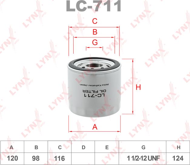 Масляный фильтр LYNXauto. Артикул LC-711