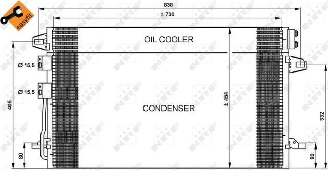 Радиатор кондиционера (конденсатор) NRF EASY FIT для Chrysler Voyager IV 2005-2008. Артикул 35617