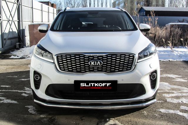 Защита Slitkoff переднего бампера d57 для Kia Sorento III (Prime) рестайлинг 2017-2020. Артикул KS17-002