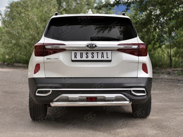 Защита RusStal заднего бампера d63 (дуга) для Kia Seltos 2020-2026. Артикул KSLZ-003421
