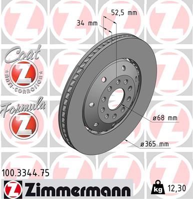 Тормозной диск Zimmermann FORMULA Z. Артикул 100.3344.75