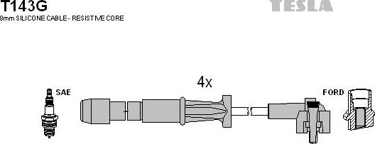 Высоковольтные провода (провода зажигания) (комплект) Tesla. Артикул T143G