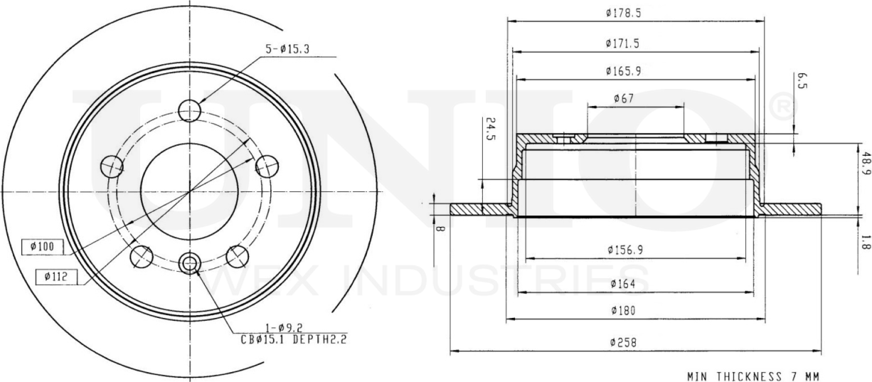 Диск тормозной (Unio). Артикул BRD-20355