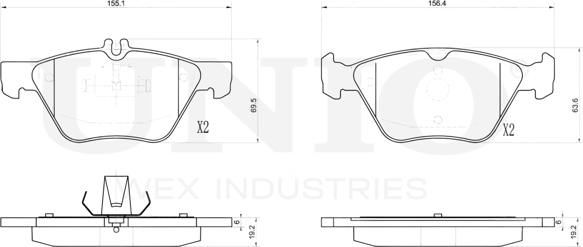 Колодки тормозные дисковые, комплект (Unio). Артикул BRP-20427
