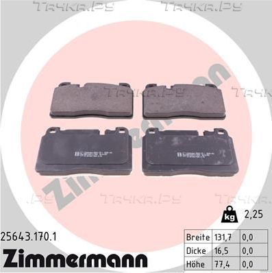 Тормозные колодки Zimmermann передние для Audi S7 I (4G) 2014-2018. Артикул 25643.170.1