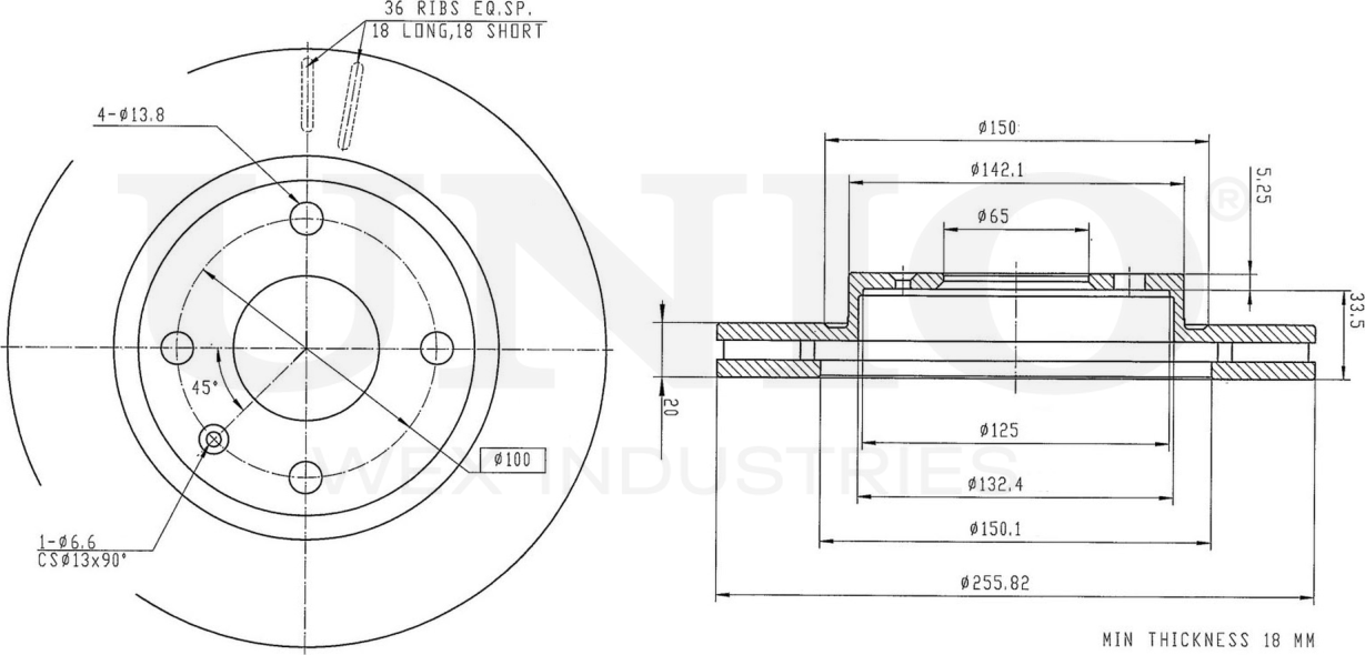 Диск тормозной (Unio). Артикул BRD-20093