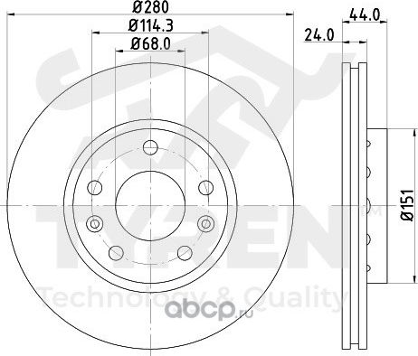 Тормозной диск, с покрытием (Tyren). Артикул TYR1115791