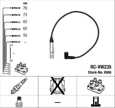 Высоковольтные провода (провода зажигания) (комплект) NGK для Volkswagen Bora 1998-2000. Артикул 0966