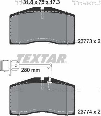 Тормозные колодки Textar Q+. Артикул 2377301