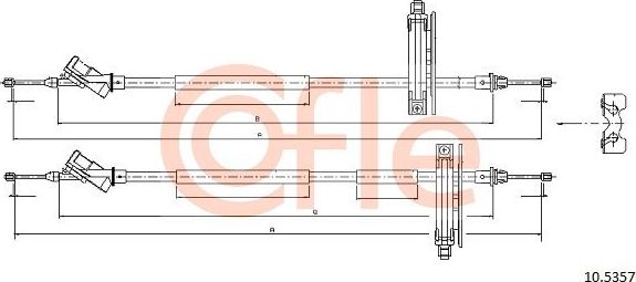Трос ручника (тросик ручного тормоза) Cofle. Артикул 92.10.5357