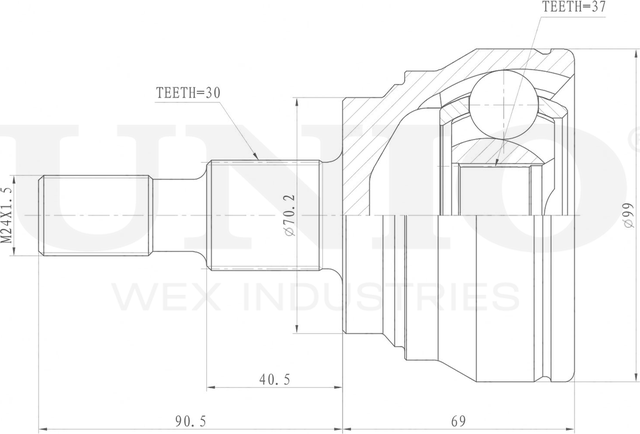 ШРУС наружный (Unio). Артикул CVJ-20072
