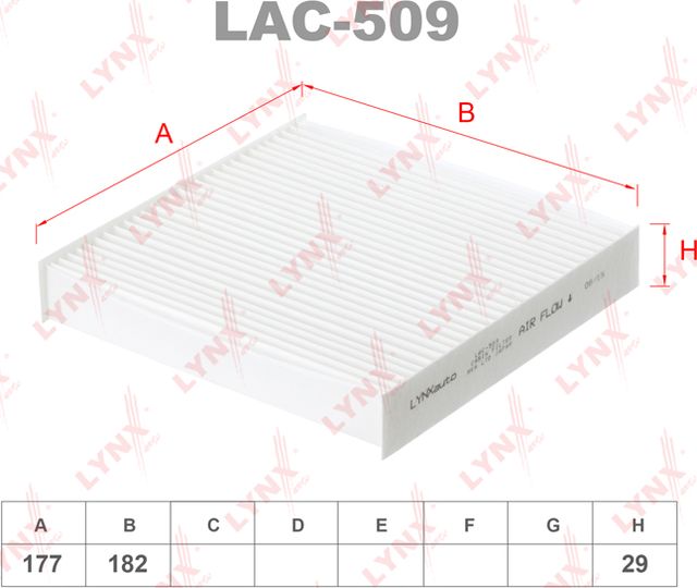 Салонный фильтр LYNXauto для Toyota Dyna U300 – U400  2011-2015. Артикул LAC-509