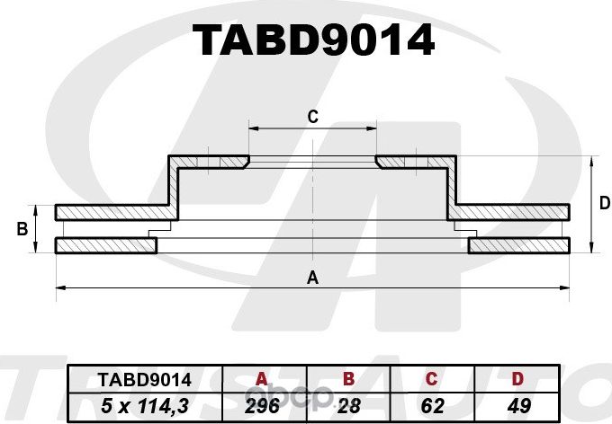 Тормозной диск () (Trustauto). Артикул TABD9014