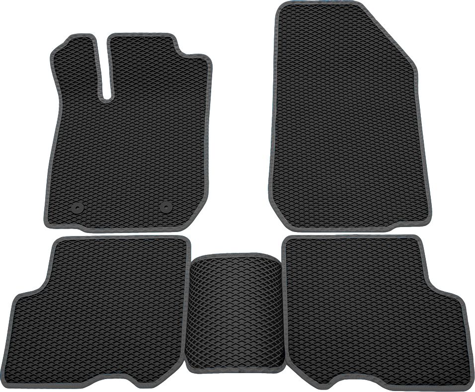 Коврики Rezkon EVA для салона Renault Logan II 2013-2018 Серый кант. Артикул 9029015202