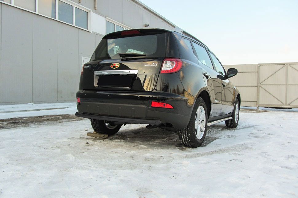 Защита Slitkoff заднего бампера d57 радиусная для Geely Emgrand X7 рестайлинг 2016-2026 Черная. Артикул z