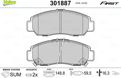 К-т дисков. тормоз. колодок (Valeo). Артикул 301887