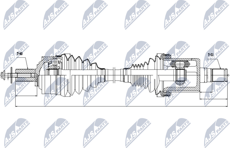 Полуось (привод в сборе, приводной вал) NTY. Артикул NPW-VV-021