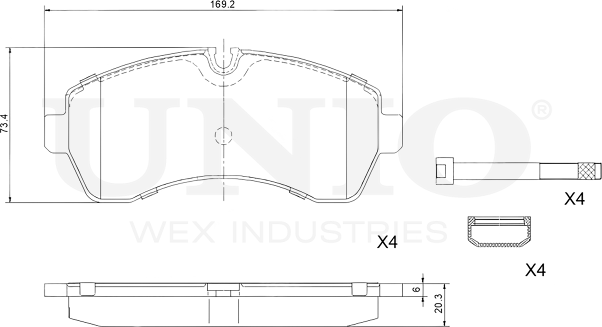 Колодки тормозные дисковые, комплект (Unio). Артикул BRP-20325