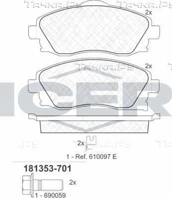 Тормозные колодки Icer передние для Opel Corsa C 2000-2006. Артикул 181353-701