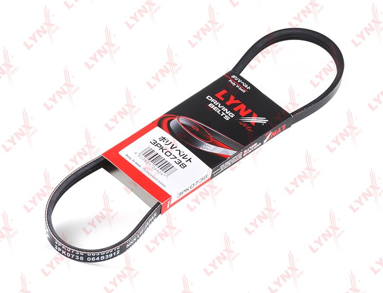 Приводной ремень поликлиновой LYNXauto. Артикул 3PK0738