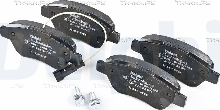 Тормозные колодки Delphi (Low-Metallic) передние для Fiat Punto III Punto Evo 2008-2011. Артикул LP1722