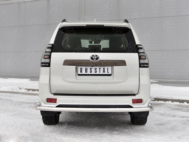 Защита RusStal заднего бампера d63 секции-d42 уголки для Toyota Land Cruiser Prado 150 Black Onyx 2020-2026. Артикул LCPZ-003552