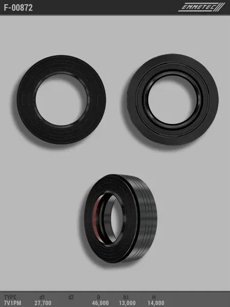 Сальник 27,70/46,00*13,00/14,00 тип 7V1PM (Emmetec). Артикул F00872