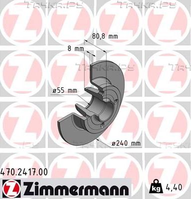 Тормозной диск Zimmermann задний для Renault Megane II 2002-2010. Артикул 470.2417.00