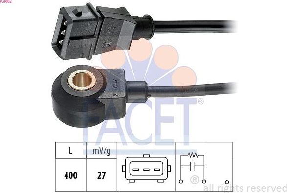 Датчик детонации Facet Made in Italy - OE Equivalent для Fiat Brava 1995-2001. Артикул 9.3002