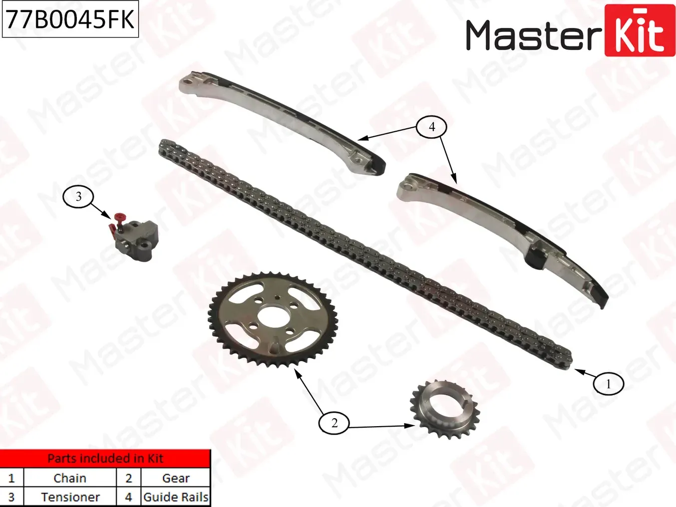 Комплект цепи ГРМ TOYOTA COROLLA 1.4i-1.6i-1.8 06-10 co звездочками (Master KIT). Артикул 77B0045FK