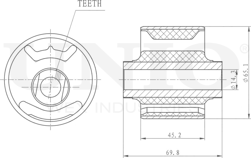 Сайлентблок реактивной тяги (Unio). Артикул RMP-20236
