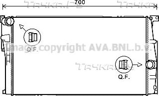 Радиатор охлаждения двигателя AVA для BMW i3 I (I01) 2013-2026. Артикул BW2455