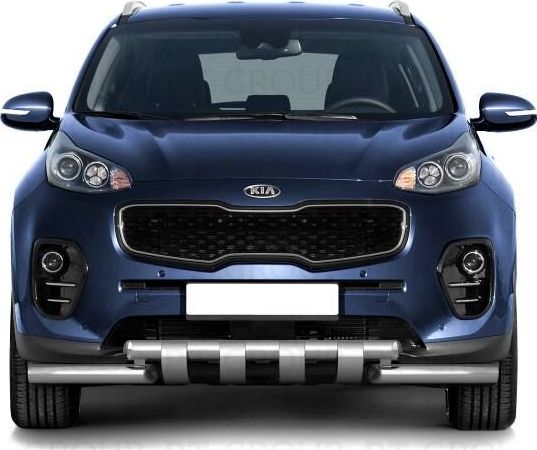 Защита PT Group переднего бампера двойная с зубьями d=63/63 мм (НПС) Kia Sportage IV 2016-2018. Артикул 06040102